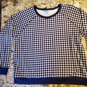 Draper James navy and white gingham check sweatshirt. XXL